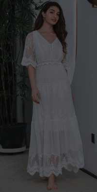 Sukienka biała koronkowa zwiewna Boho długa letnia elegancka nowa