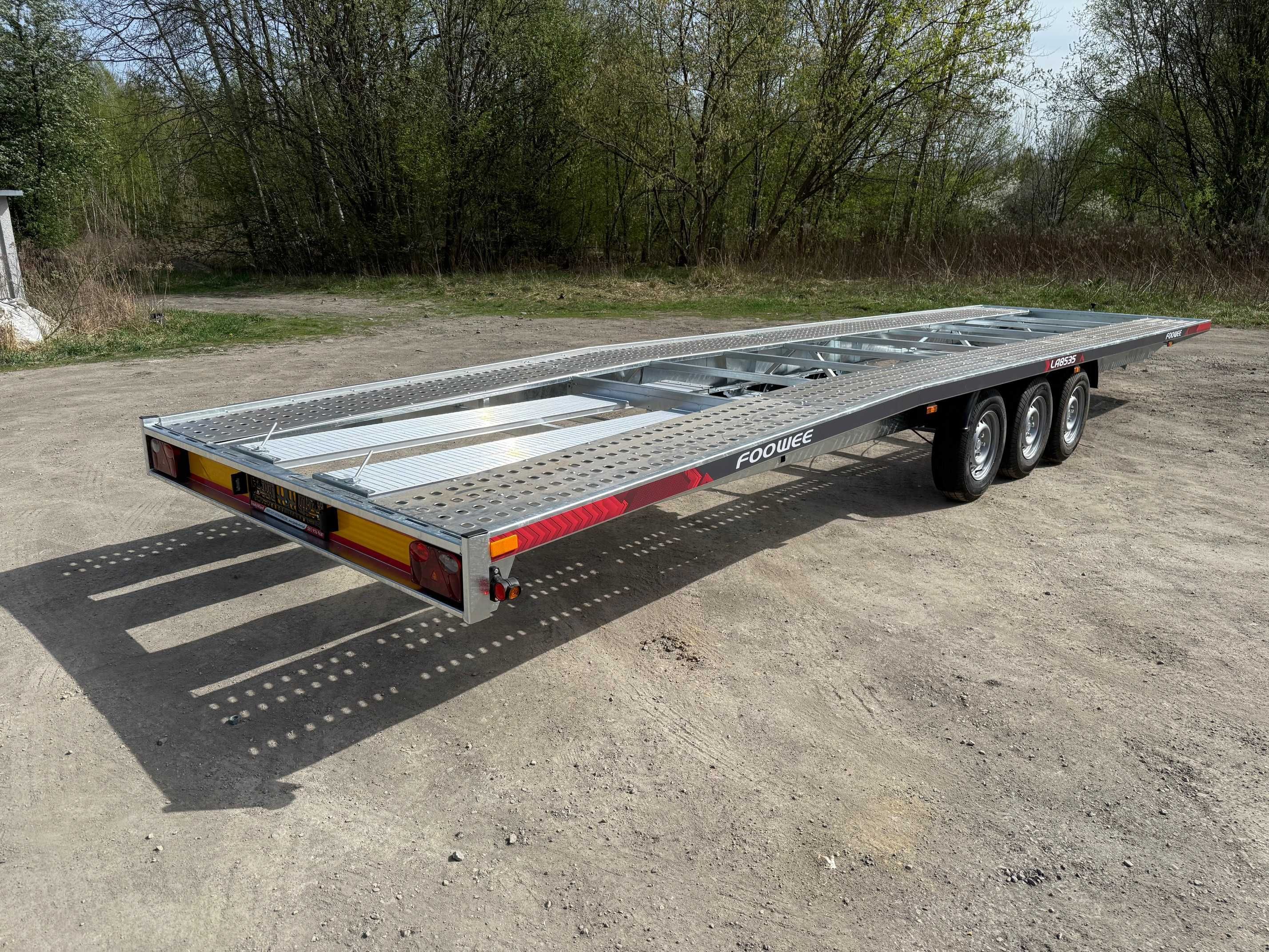 Przyczepa Laweta na 2 auta 8,5m 850cm ALUMINIOWE NAJAZDY VDI 2700-8.1!