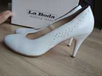 Buty ślubne skóra naturalna La Boda Białe 39