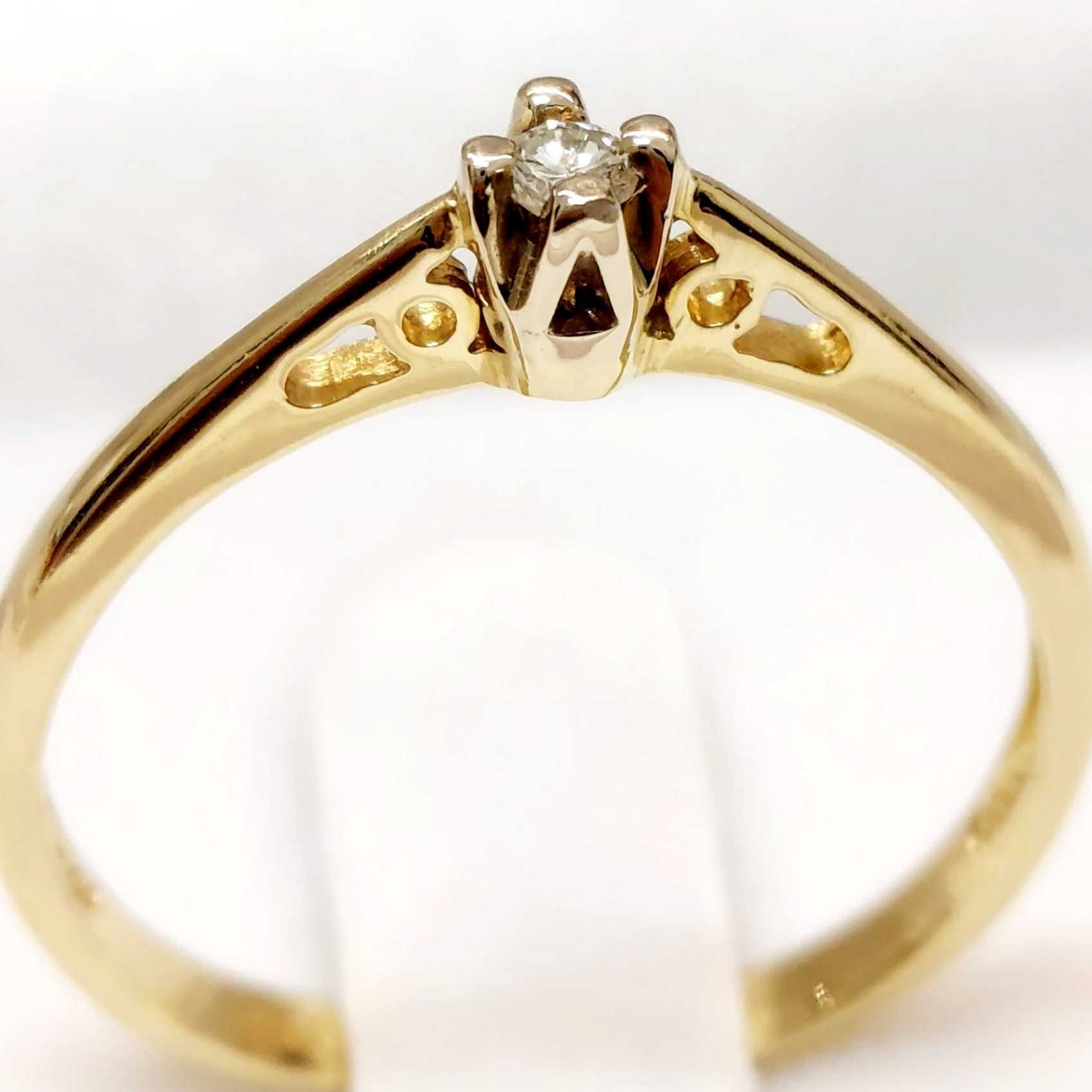 Złoty pierścionek z BRYLANTEM próby 585 14k R.18