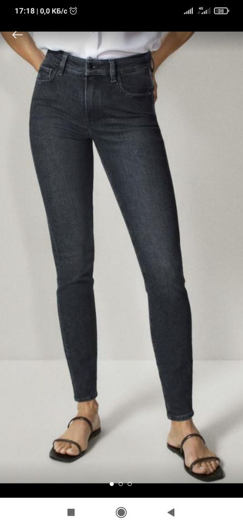 Джинси Massimo Dutti shimmer black high rise skinny jeans р. 34