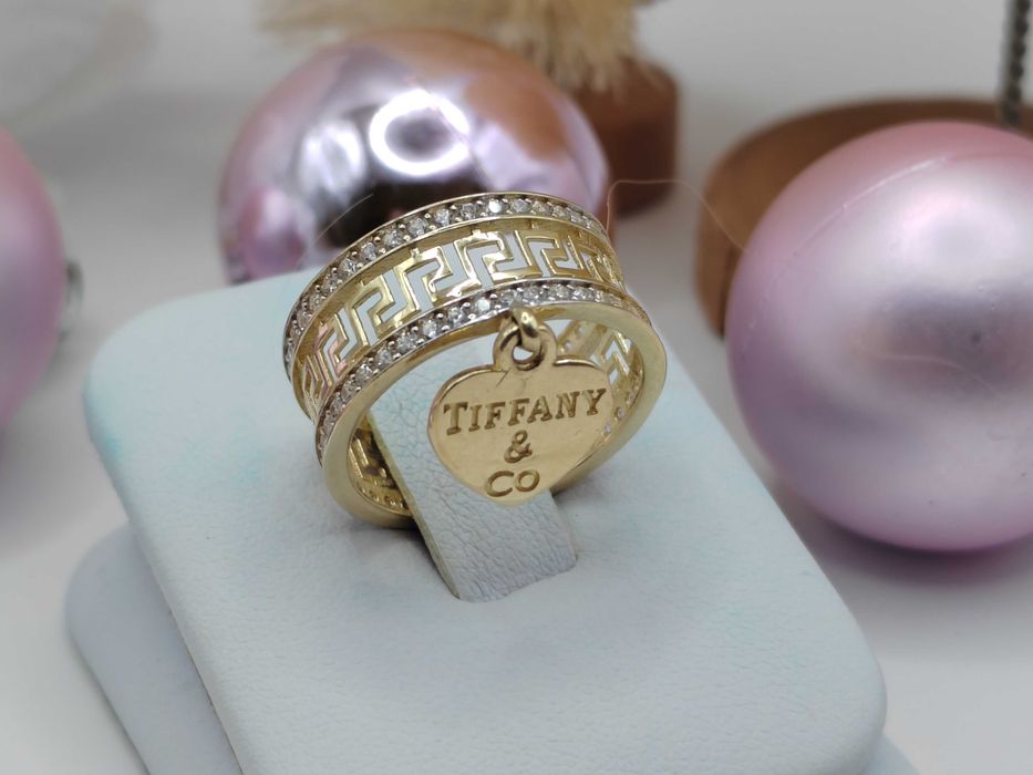 NOWY Złoty Pierścionek Tiffany Grecki Cyrkonie r13 / Złoto 585