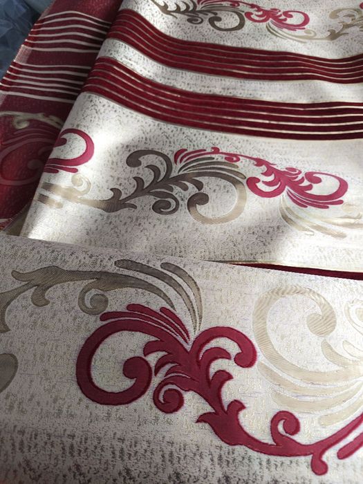 Zasłony z metra beż/zloto/bordo,szer 280 cm