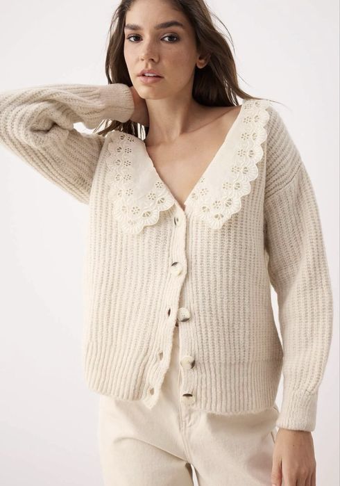 Кардиган светр НОВИЙ з біркою оверсайз бежевий з коміром