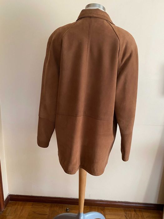 Casaco de couro nobuk cor Camel ou mostarda