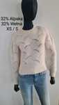 Sweter z bufkami. Śmietankowy Kremowy. Alpaka Wełna. XS 34 / 36 S