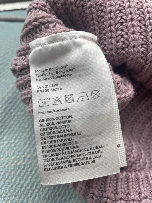 Sweterek i spodenki, komplet H&M, fiolet, bawełna organiczna, r. 68