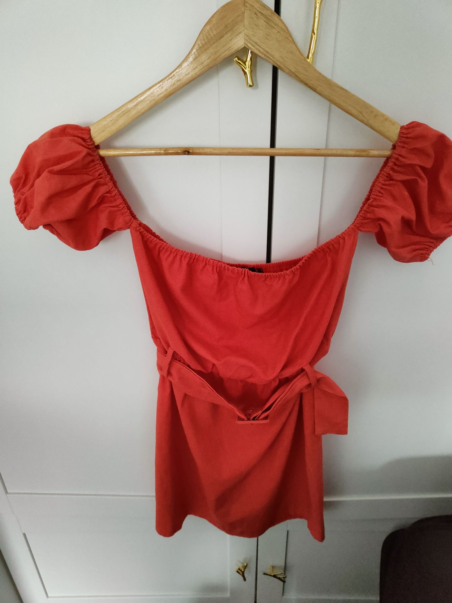 Sukienka pomarańczowa prettylittlething XS/s nowa bufki na lato