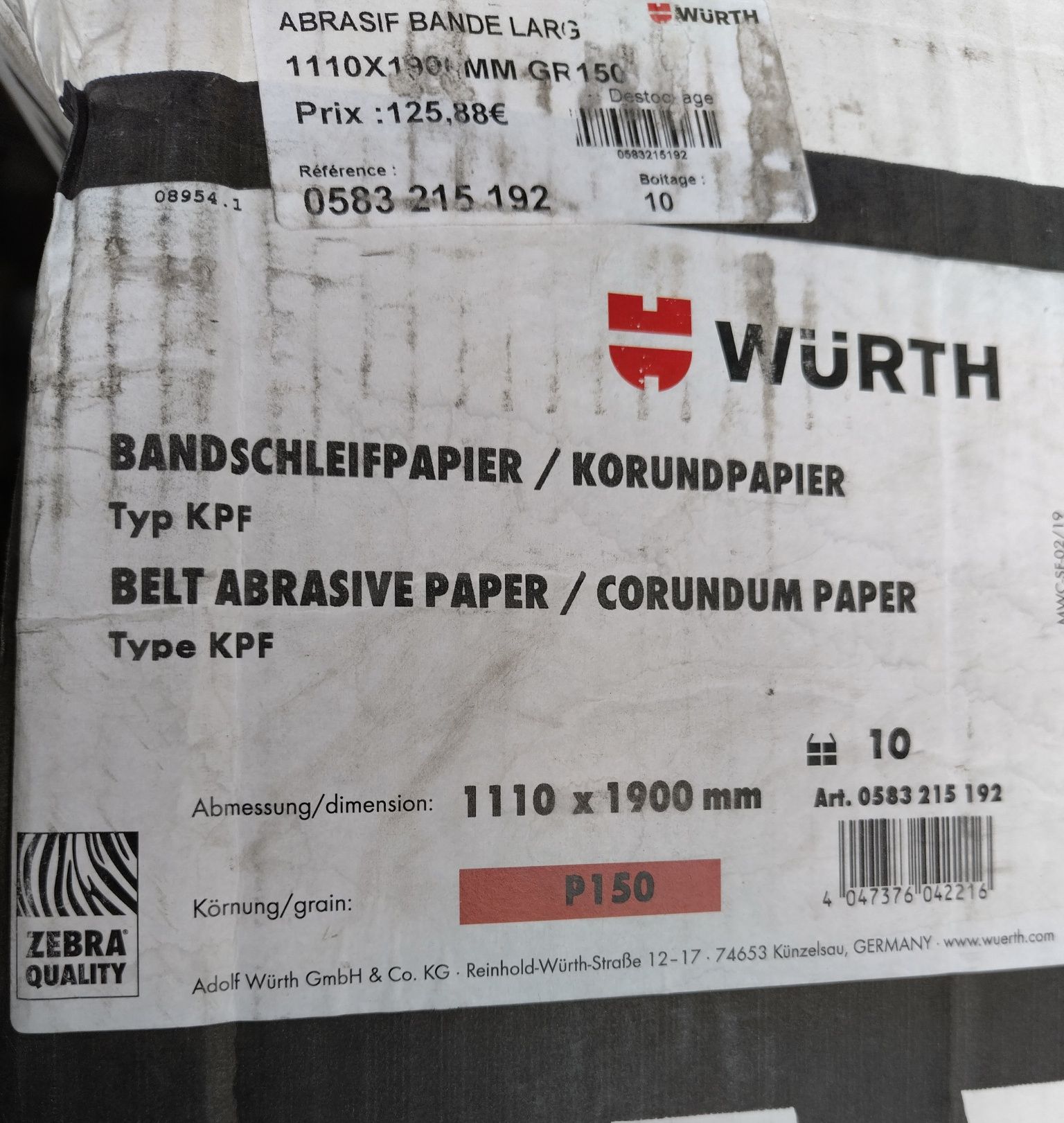 Наждачная бумага Wurth в листах 1.9м х 1.3м
