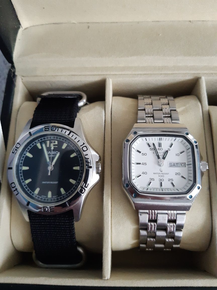 Seiko, Citizen, Casio zegarki kolekcja, quartz,  automatic + szkatułka