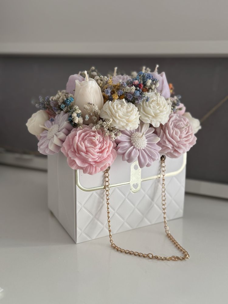 Flower box ze świec w torebce / Świece zapachowe