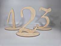 Drewniane numery, cyfry na stół, wesele, komunia, 14 cm.