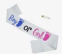 Szarfa na gender reveal lub baby shower, boy or girl