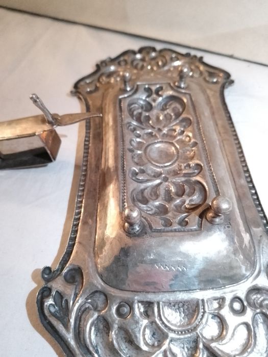 Bandeja e Tesoura de Morrões em Prata