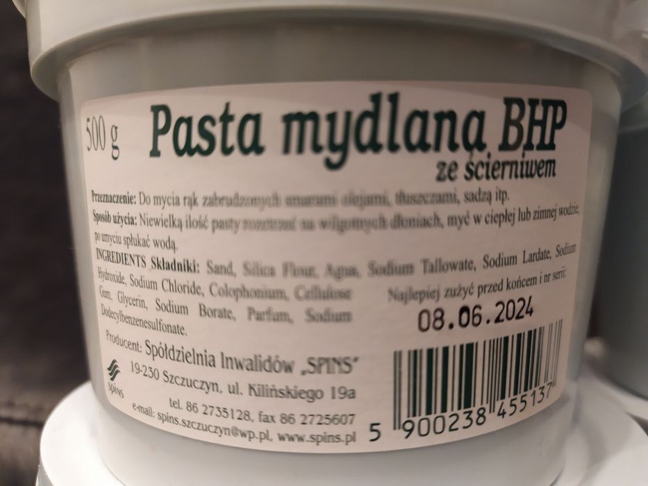 4 x Pasta mydlana BHP ze ścierniwem 500g