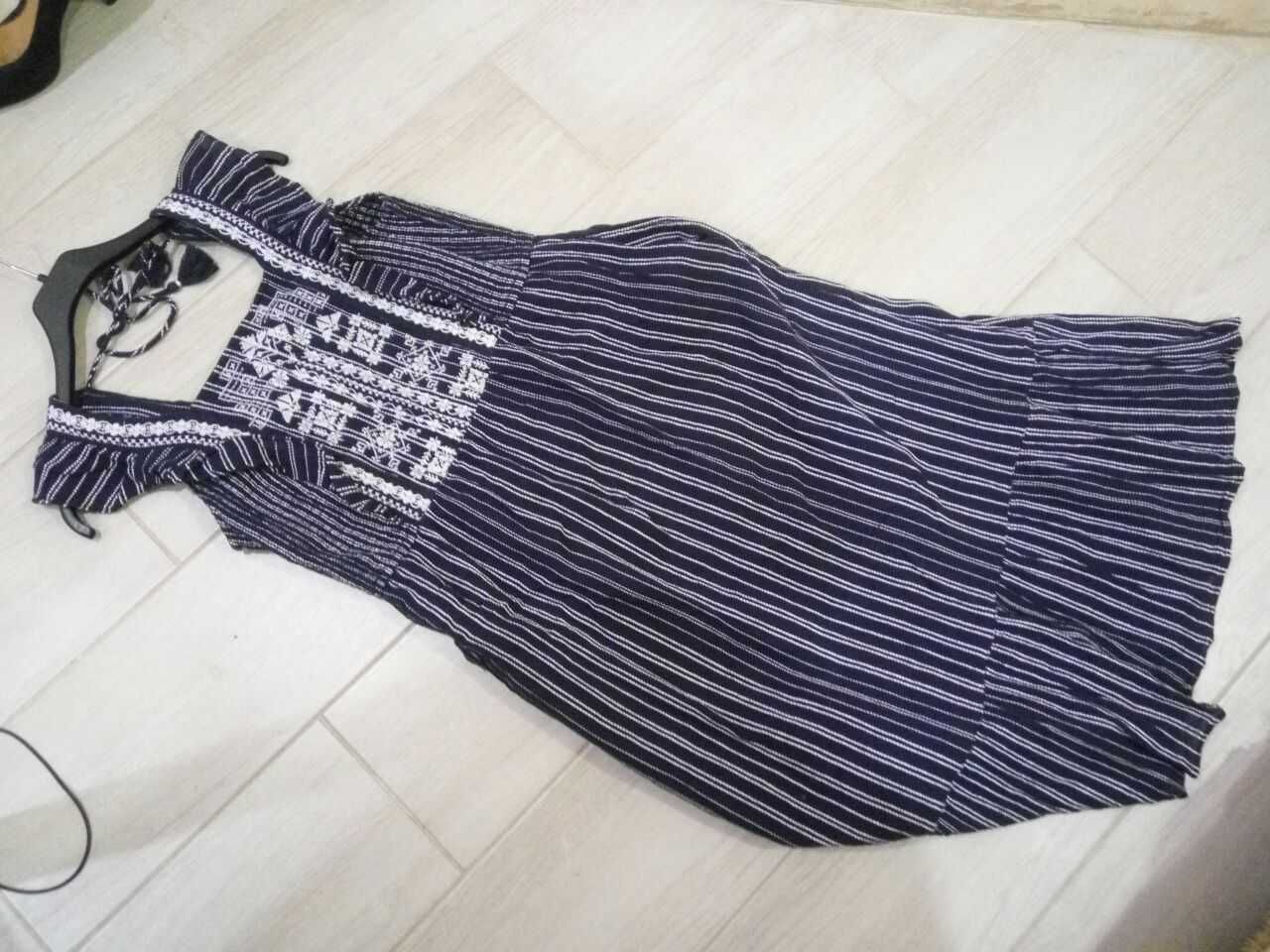 Летнее платье сарафан хлопок, р 14/42/XL в этностиле с вышивкой