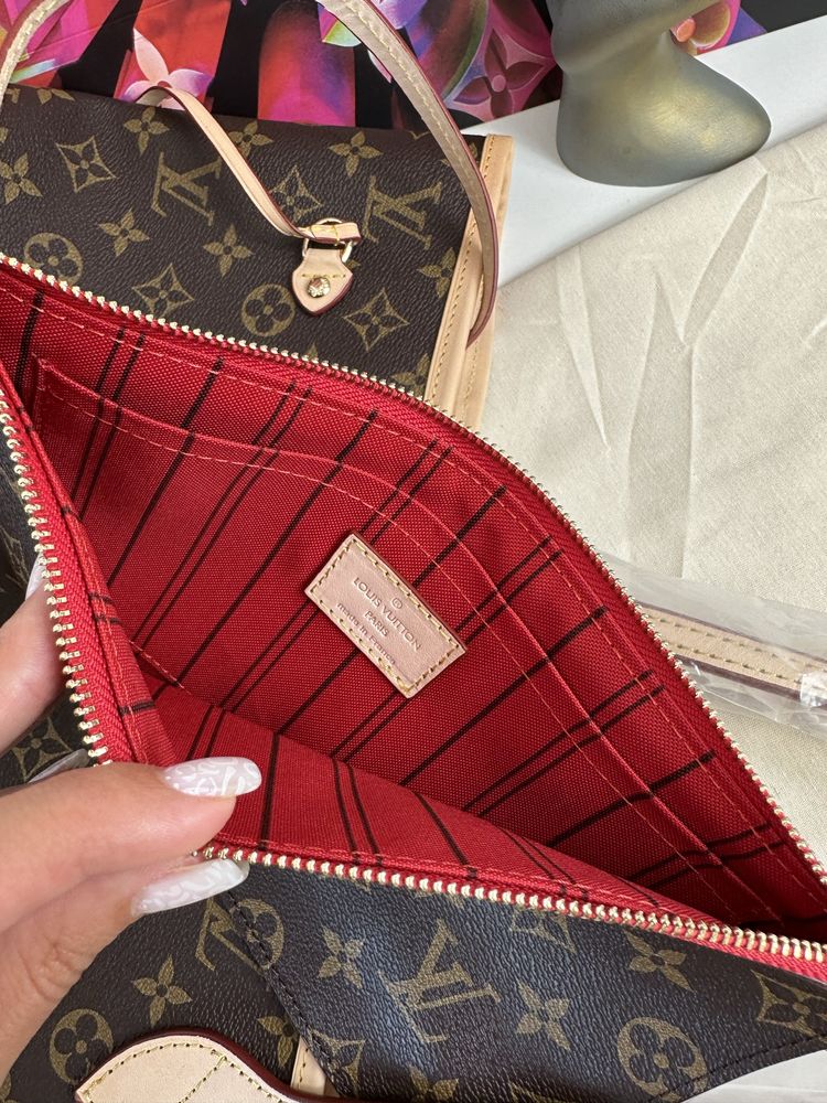 Torebka damska skórzana Louis Vuitton Neverfull skóra monogram LV