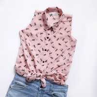 Фирменная блузка рубашка розового цвета с принтом лошадки (XS, Англия)