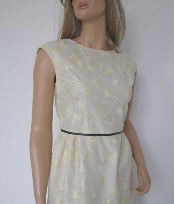 Sukienka złota haftowana S/M bawełna midi