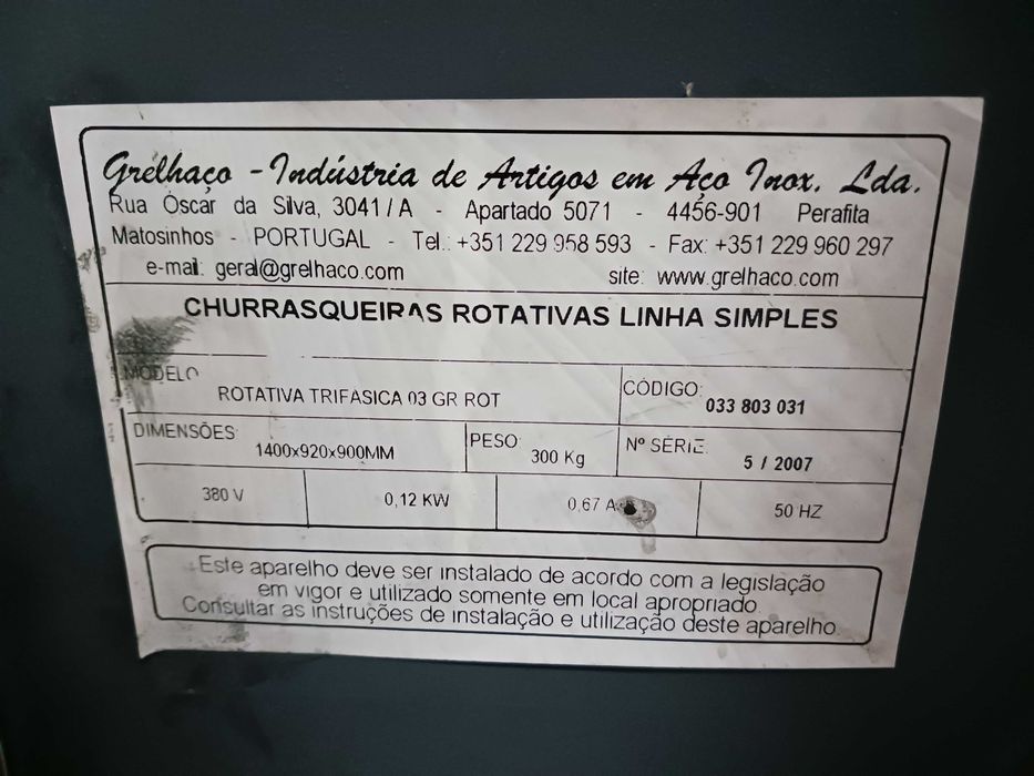 ACM1660 - Grelhador a Carvão Rotativo Grelhaço - Usado