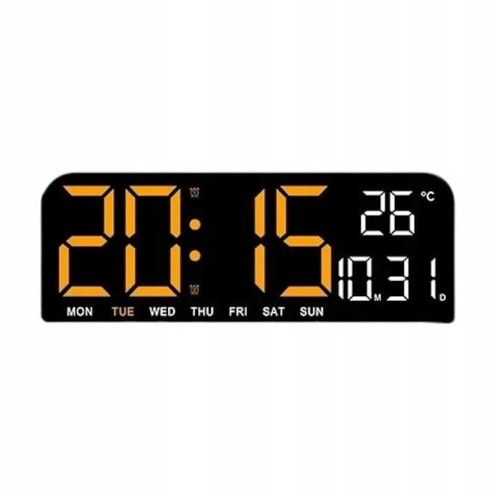Zegar LED Pomarańczowy Biurkowy Ścienny Alarm Termometr Minutnik