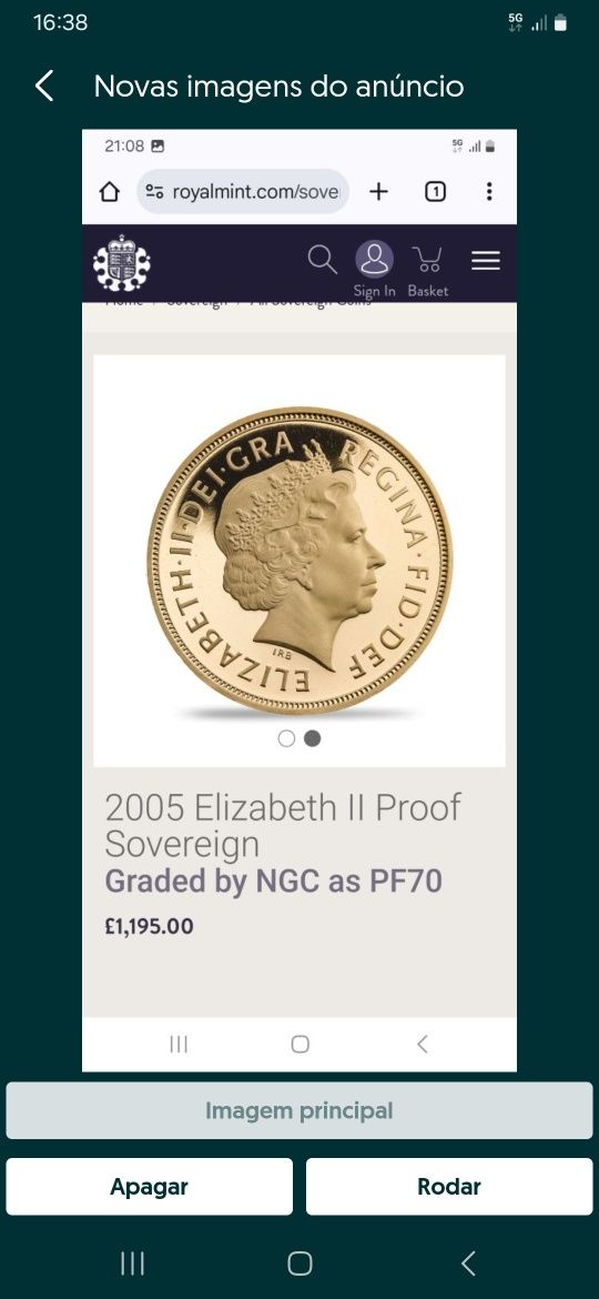 Libra Ouro Proof 2005 Muito Rara
