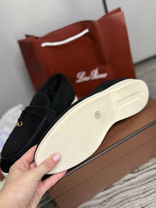 Лоферы теплые черные лоро пиана lp loro piana с мехом зимние кеды