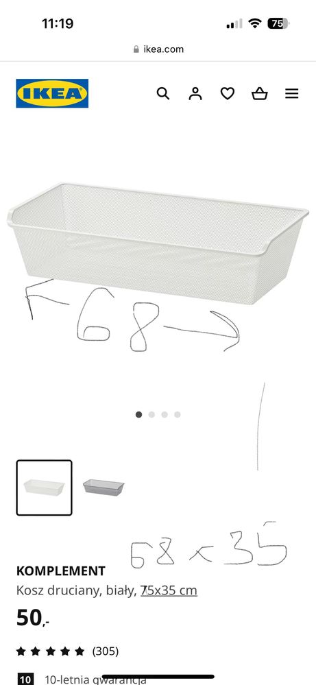 Kosz ikea z prowadnicami