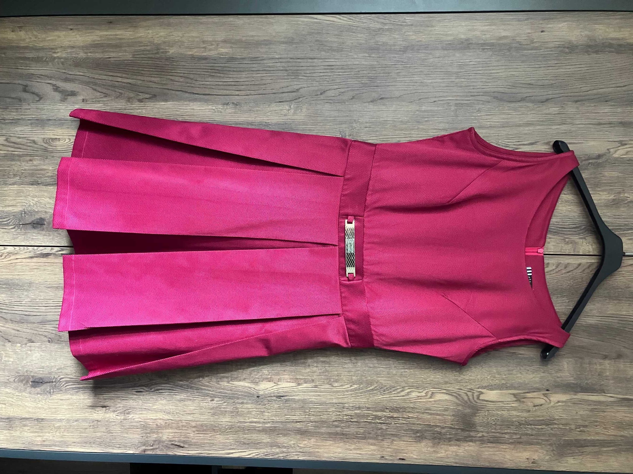 Koktajlowa amarantowa sukienka Click Fashion wesele, komunia, rozm 42