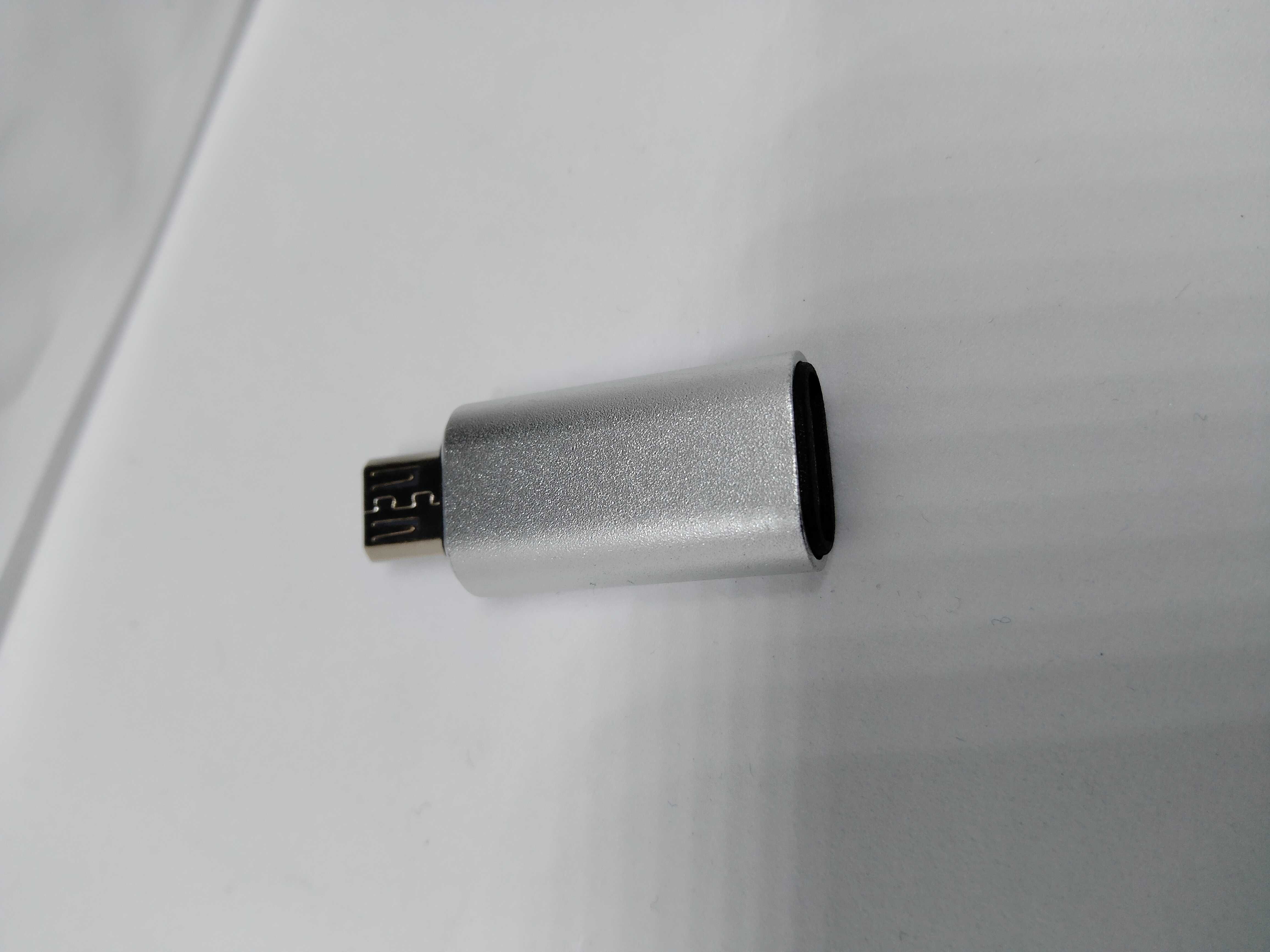 Adapter ładowania Typ C na Micro USB, srebrny, nowy