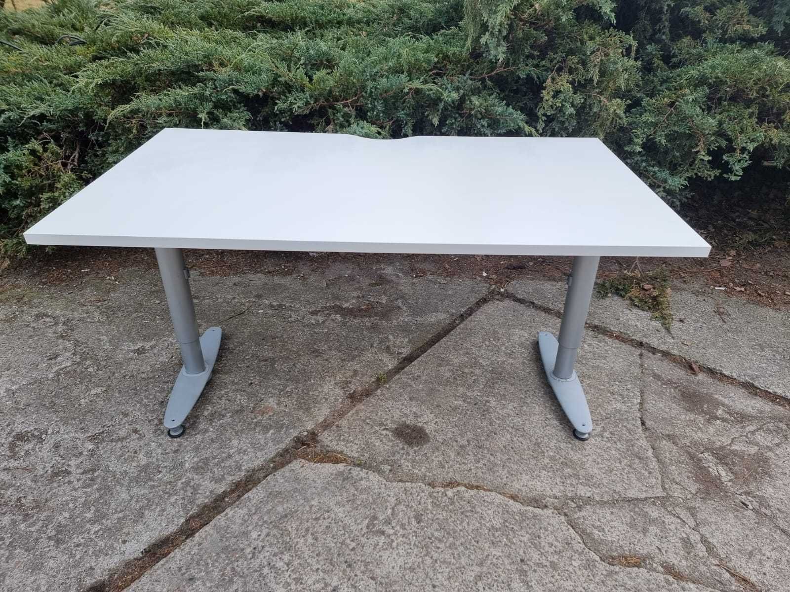 Biurko 140x80 biurka stoły białe KINNARPS regulowana h manualnie