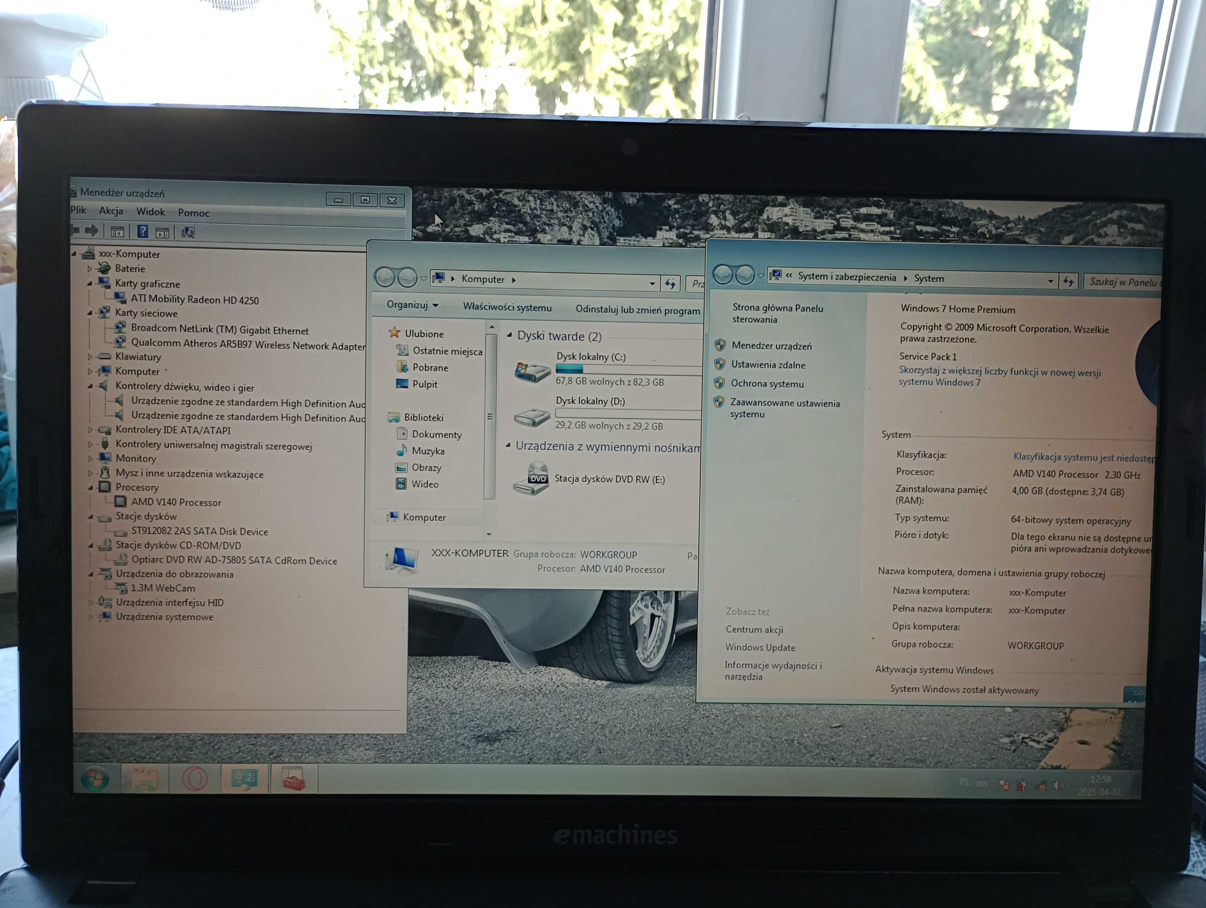 ACER eMachines E442/Amd v140 2.30ghz/ddr3 4gb/Radeon hd 4250 Okazja !