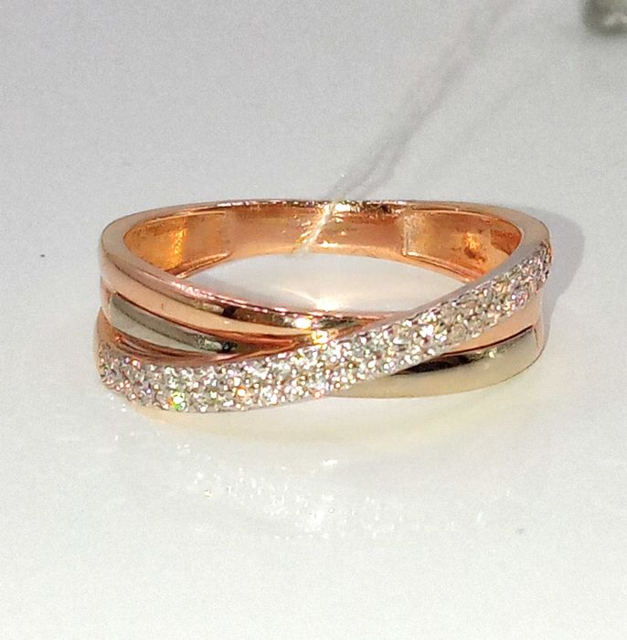 Кольцо Дорожка Трио Бриллианты 0,19Ct красное с белым золото 585 16р