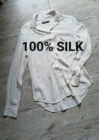 Koszula jedwab 100% silk biala s