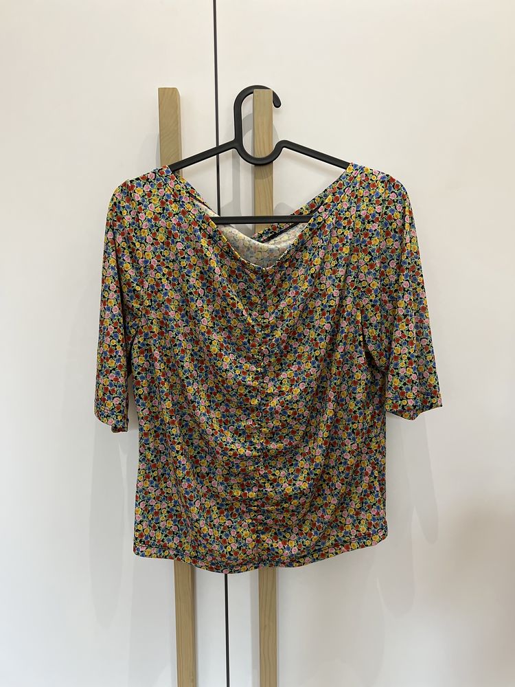 T-Shirt koszulka w kwiaty oversize kolorowa hippie 3/4 rękaw