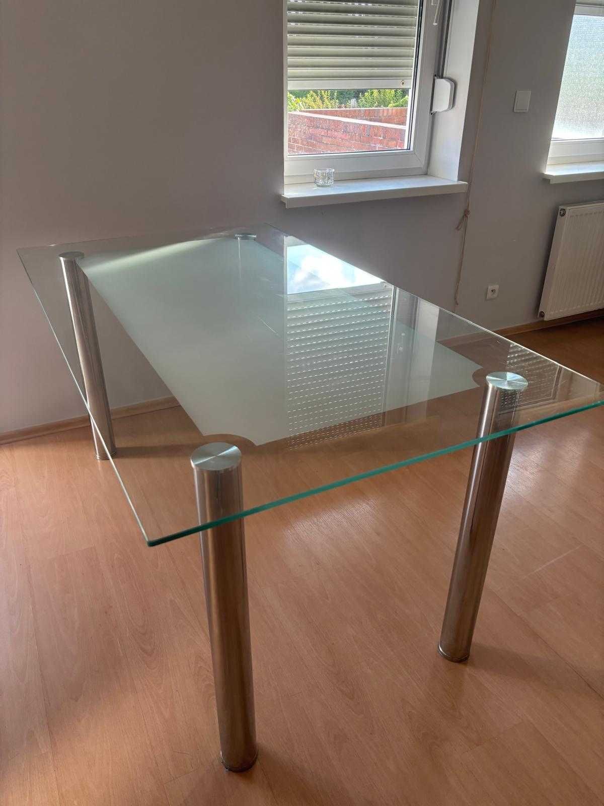 Nowoczesny Stół Szklany 160x90cm - Elegancki, Chromowane Nogi
