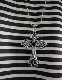 Naszyjnik damski w kształcie krzyża modny zabytkowy z cyrkoniami goth