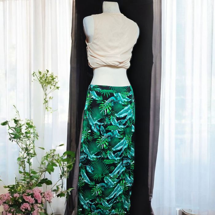 Spódnica damska plażowa House 100% wiskoza tropikalny wzór asymetryczn