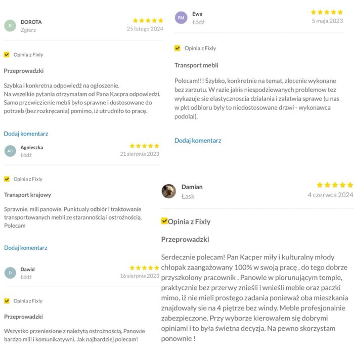 Przeprowadzki Transport Wywóz starych mebli Sieradz Tanio