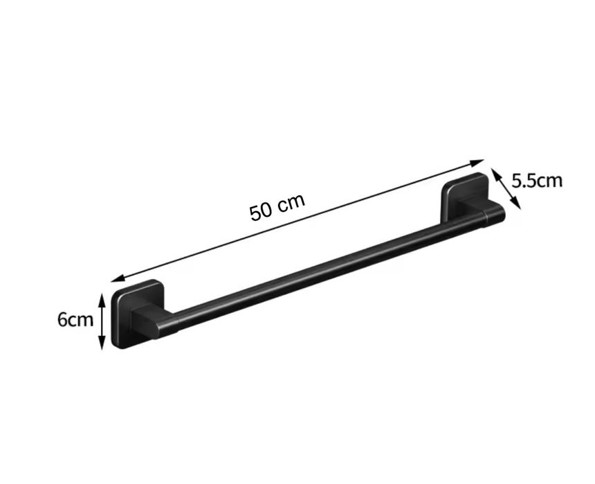 Czarny uchwyt wieszak na ręczniki łazienkowe, kuchenne 50 cm