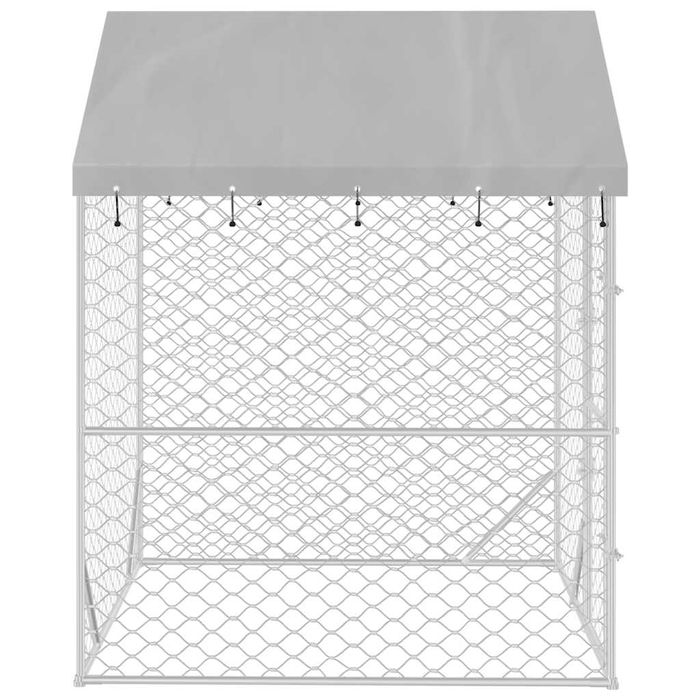 Vidaxl Kojec Dla Psa, Z Dachem, Srebrny, 2X2X2,5 M, Stal Galwanizowana