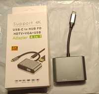 HUB хаб Type C - USB3.0 + HDMI + Vga (PD) for MacBook