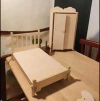 Mebelki dla lalek szafa łóżko barbie drewniane