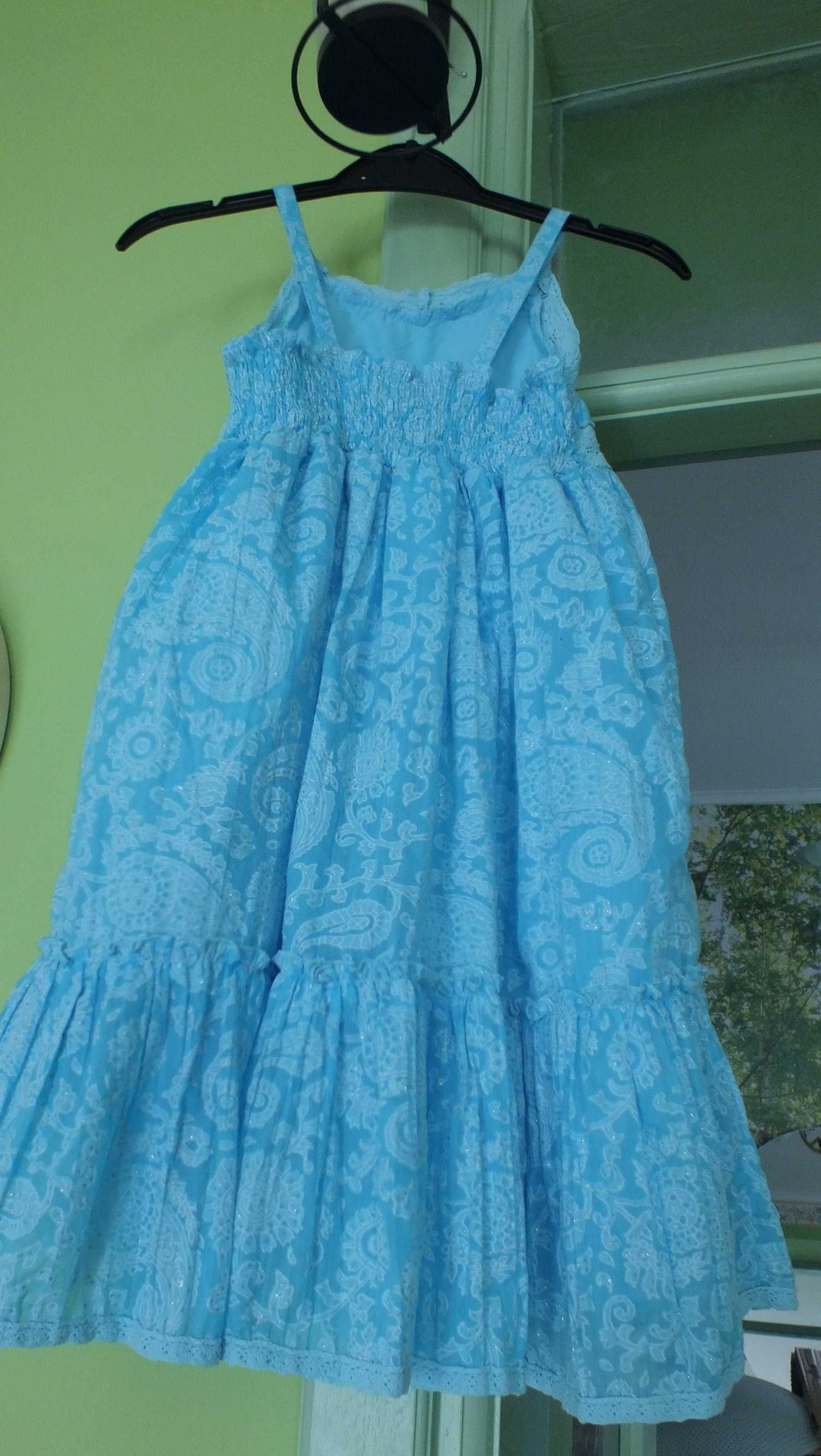 TU Letnia sukienka błękitna mieniąca, bawełna r. 128 8lat
