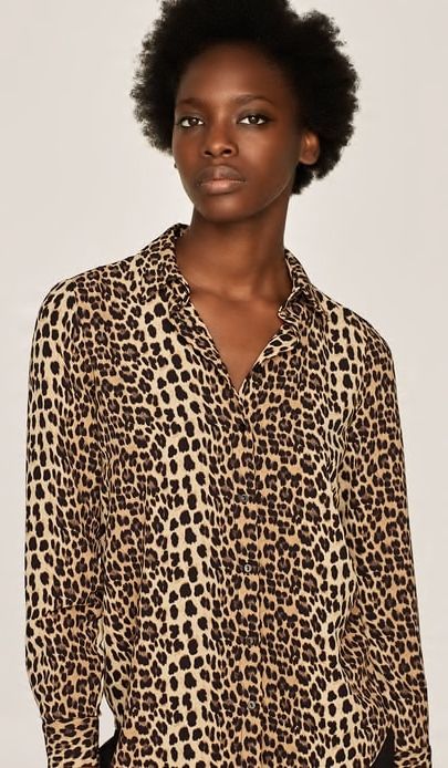 ZARA bluzka animal print z koronką 34/XS