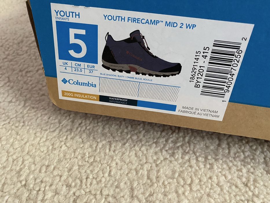 Ботінки напівчеревики кросівки 37 р. Columbia YOUTH FIRECAMP MID 2 WP