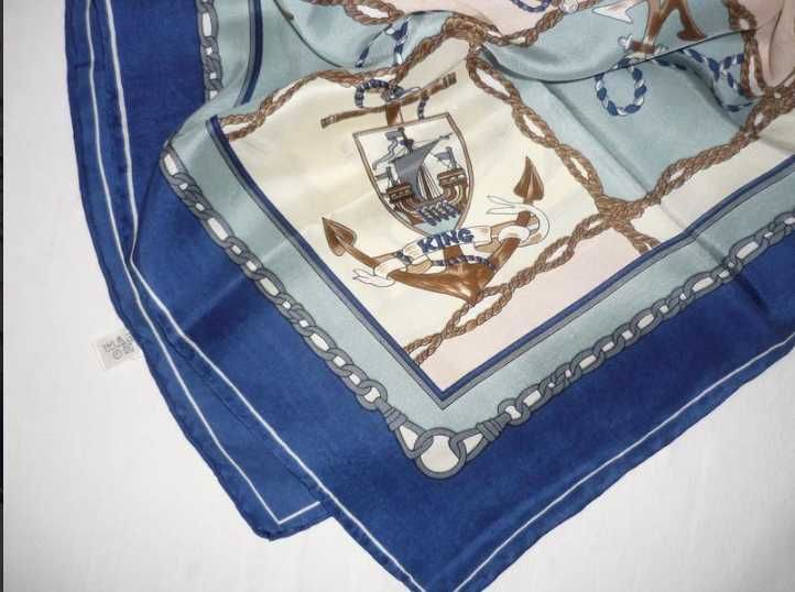 Хустка 100% натуральний шовк King Seide велика хустина морська тема