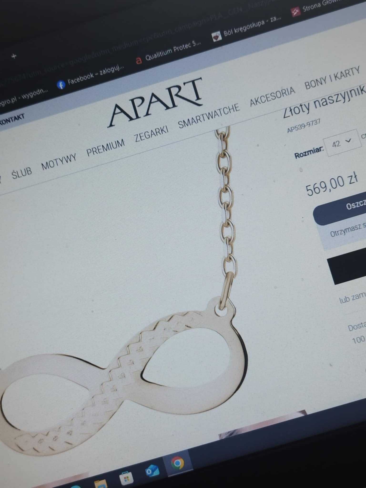 Złoty łańcuszek nieskończoność APART pr375 nie 585, 333