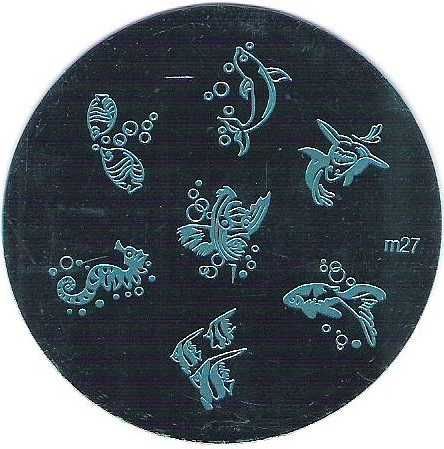 blaszka M27 płytka wzorków do paznokci stempel ocean ryby