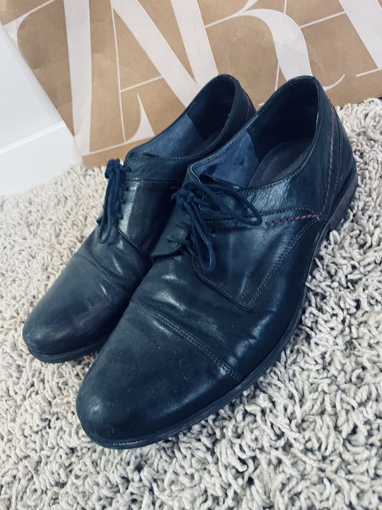Lekierki meskie czarne granatowe 41 eleganckie garniturowe